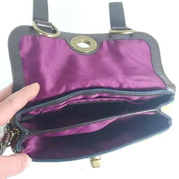 Coach Legacy Stripe Garcia Small Multicolor Canvas Turnlock Clutch Wristlet - Picture 9 of 16